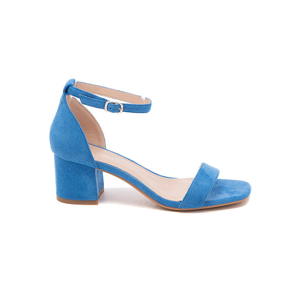Sandal med hæl og rem blå