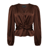 Tiki Ls Twist Blouse Dark Brown