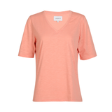 Ulla SS V-neck T-shirt Pale Peach