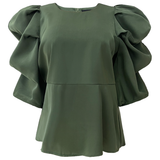 Winnie Peplum Blouse Dusty Army