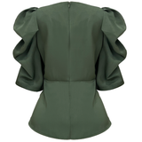 Winnie Peplum Blouse Dusty Army