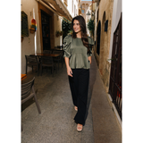 Winnie Peplum Blouse Dusty Army