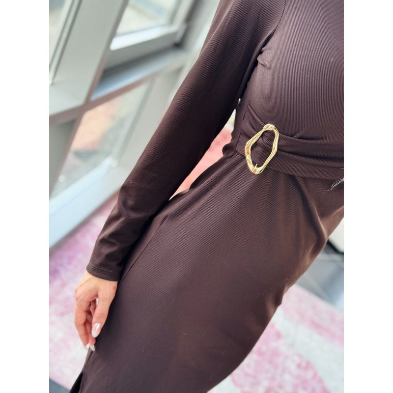 Amy Jersey Dress Dark Brown