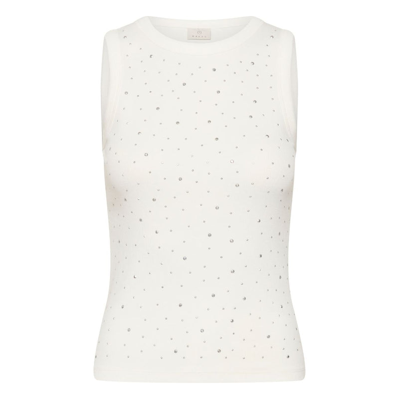 Carna Rhinestone Top Chalk