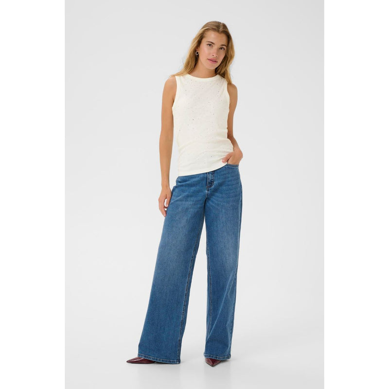 Carna Rhinestone Top Chalk