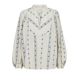 VibeGo Joe Blouse Creme Blue Flowers