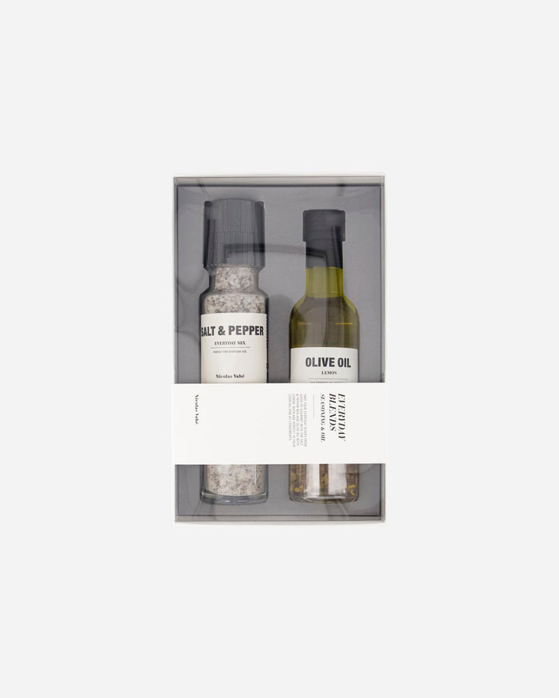 Giftbox med salt/peber blanding samt olivenolie