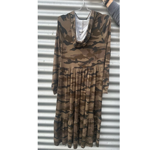 Hemmi Dress Green/Brown Army Print