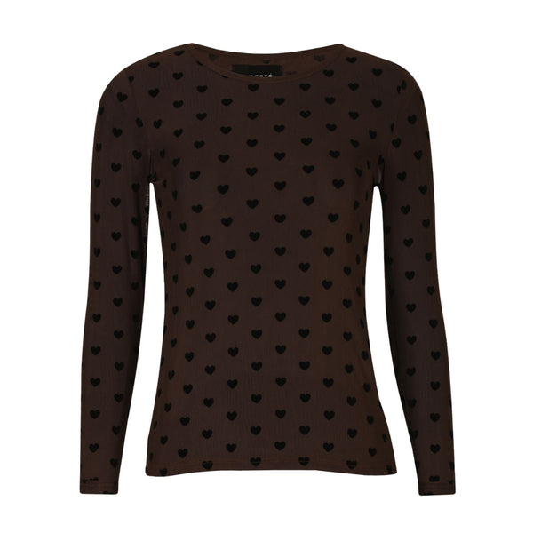 Mesh Top Dark Brown Flock Heart
