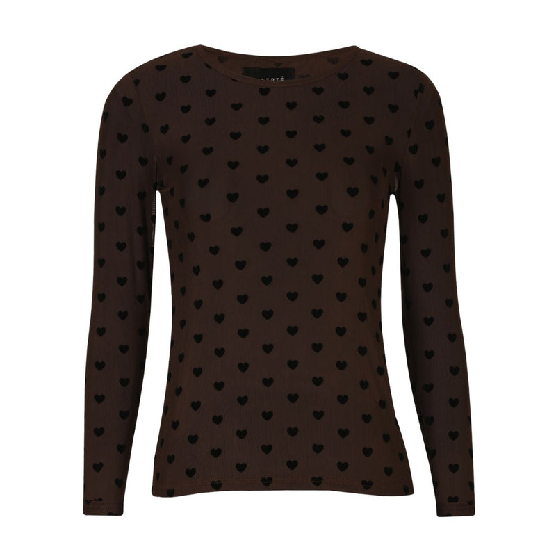 Mesh Top Dark Brown Flock Heart