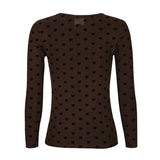 Mesh Top Dark Brown Flock Heart