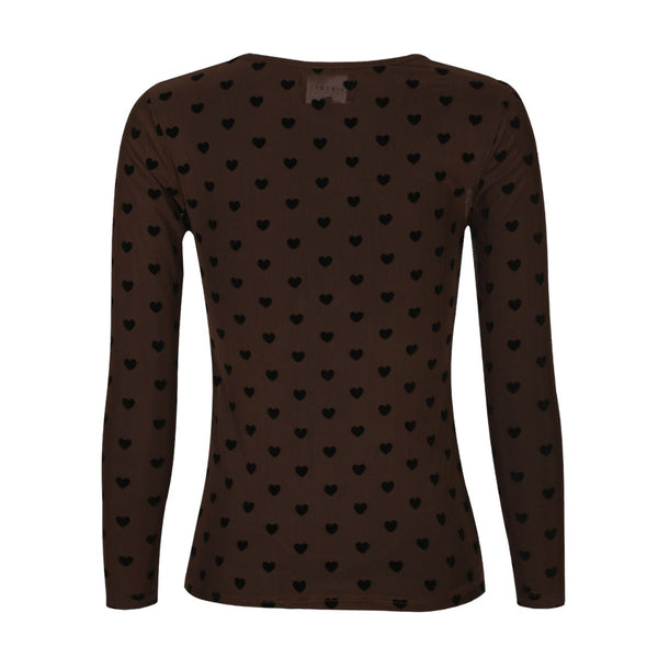 Mesh Top Dark Brown Flock Heart