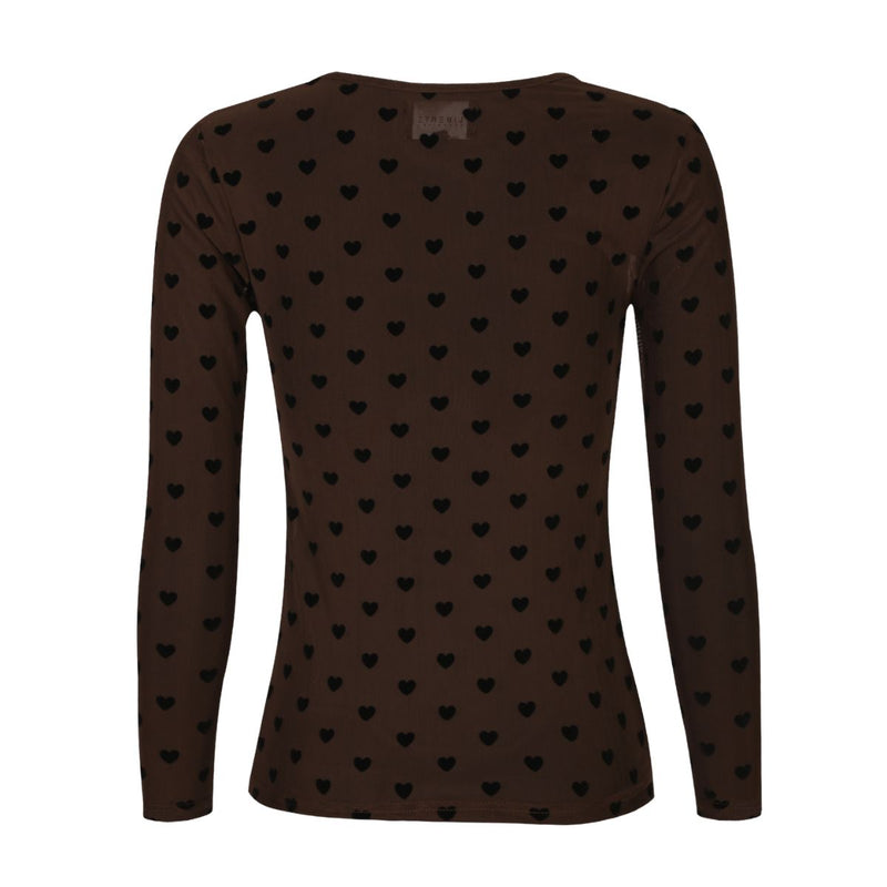 Mesh Top Dark Brown Flock Heart
