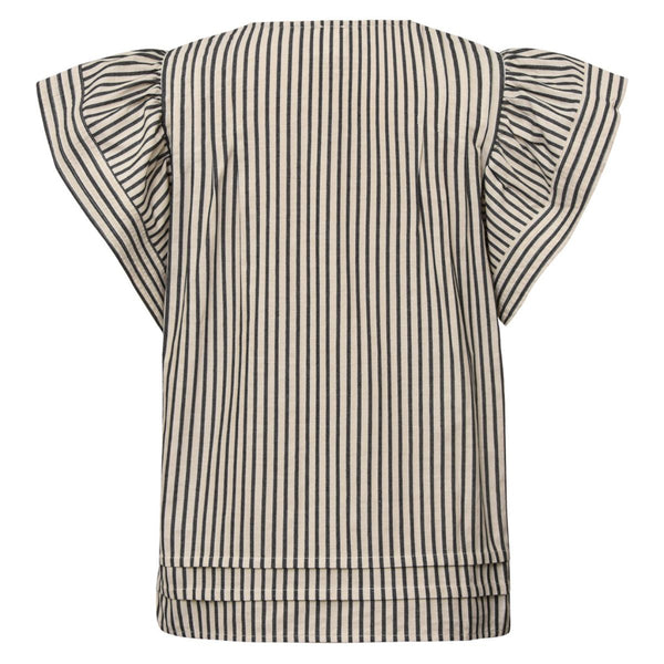 MinkaGO Jo Blouse Creme Black Stripes