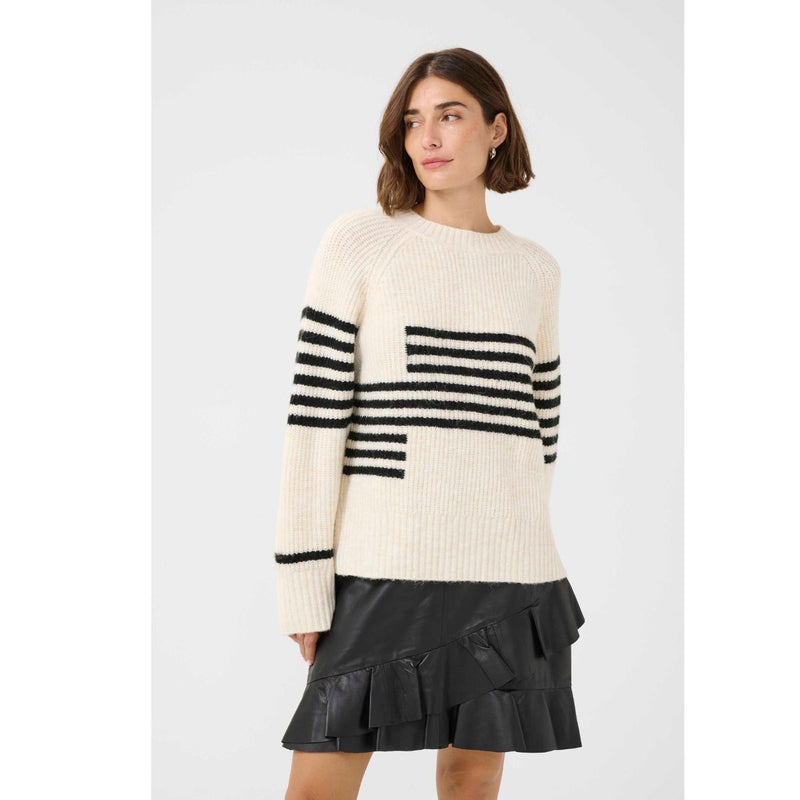 Nicky Stripe Pullover Offwhite/Black