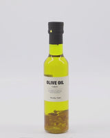 Roterende olive oil garlic set fra alle vinkler