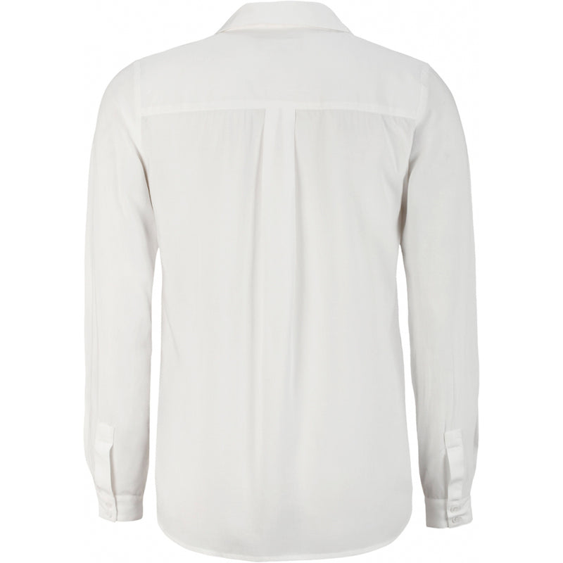 Klassisk gennemknappet hvid skjorte med lange ærmer fast manchet og skjortekrave