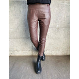 Skind bukser i chokolade brun med smalle ben