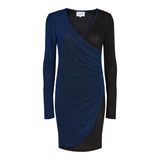 Ingrid LS wrap dress blue black mix