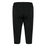 sorte stumpede bukser med elastik i livet og bæltestropper og paspel lommer