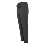 Habit bukser i mørke grå med bindebånd i taljen