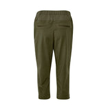 Army grøn capri buks i habit look med elastik i taljen og bæltestropper og lommer bagpå