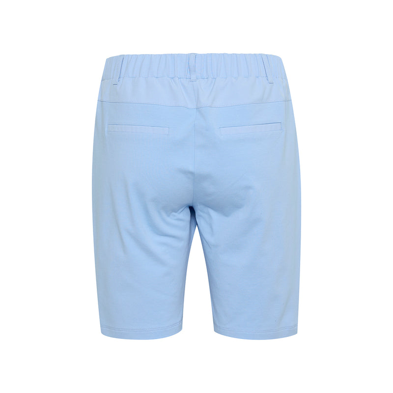Klassisk Lyseblå habit shorts med lynlås lommer og elastik i livet