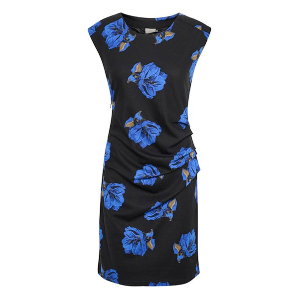 Linda india o-neck dress black/blue big flower