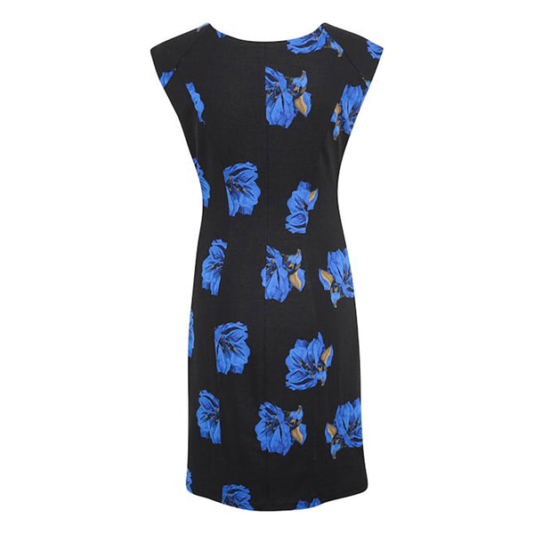 Linda india o-neck dress black/blue big flower