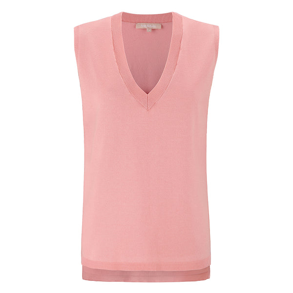 Marla v-neck loose fit knit vest quartz pink