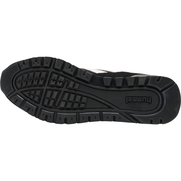 Sorte  mesh sneakers med hvide hummel vinkler snørebånd hvid sål og TPU hæl set nedefra sålen