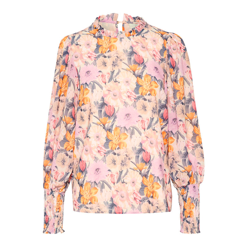 Sorita blouse beige/pink/orange flowers