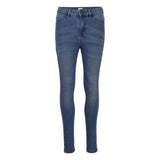 Jeans med smalle ben og høj talje i medium blå