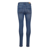 Jeans med smalle ben og høj talje i medium blå