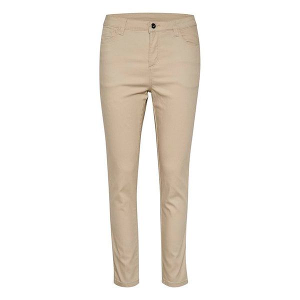 Klassisk hvide 7/8 jeans i beige med knap og lynlås set 