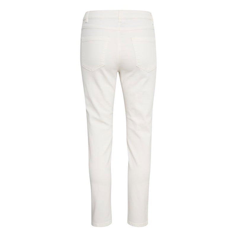Klassisk hvide 7/8 jeans i hvid med knap og lynlås set bagfra